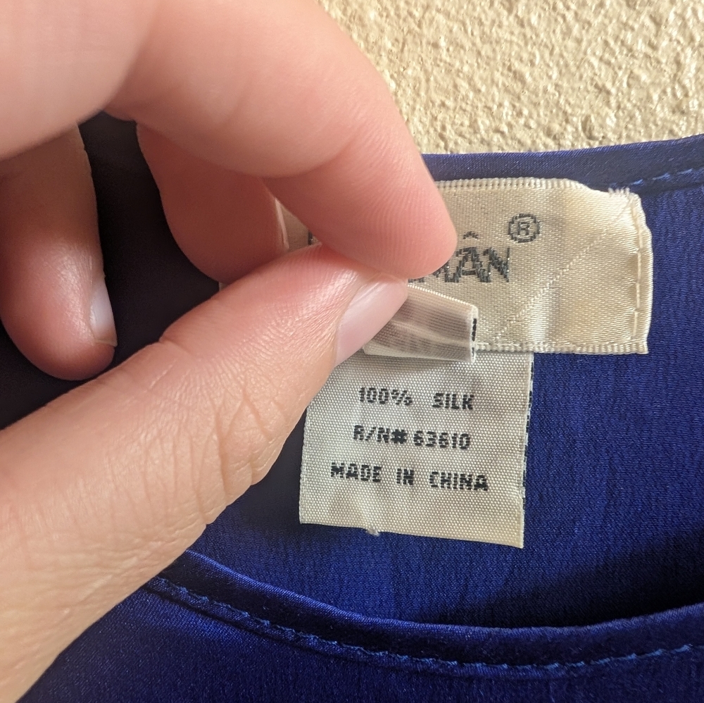 Vintage Dormân Purple/Blue Silk Top - Picture 3 of 5